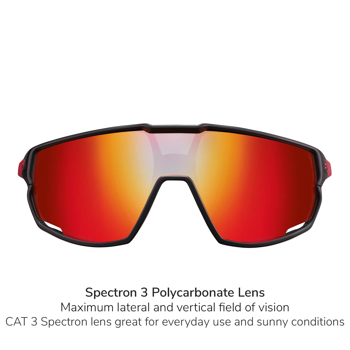 Julbo Rush Gafas DE Sol, Negro/Rojo, L Unisex Adulto