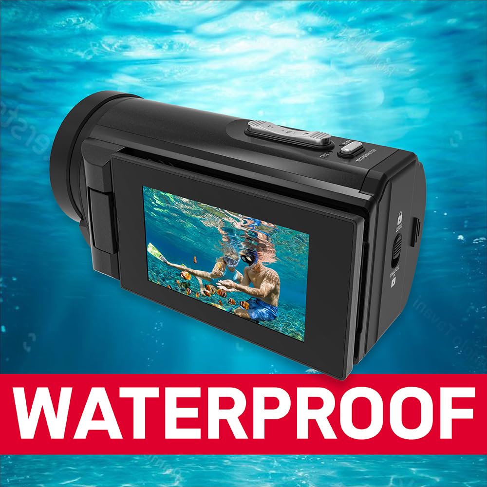 Agfa Photo Realimove CC4000W - Videocámara 4K Resistente al Agua con Pantalla táctil de 3", Zoom Digital de 18x, vídeo 2,7K, Foto 24 MP, LED, batería de Litio - Negro