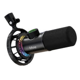 FIFINE Gaming Microfono para PC USB, RGB Micrófono de Dinámicos per Ordenador PS4 PS5, con Botón de Silencio & Conector para Auriculares de 3,5mm, para Podcasting Youtube