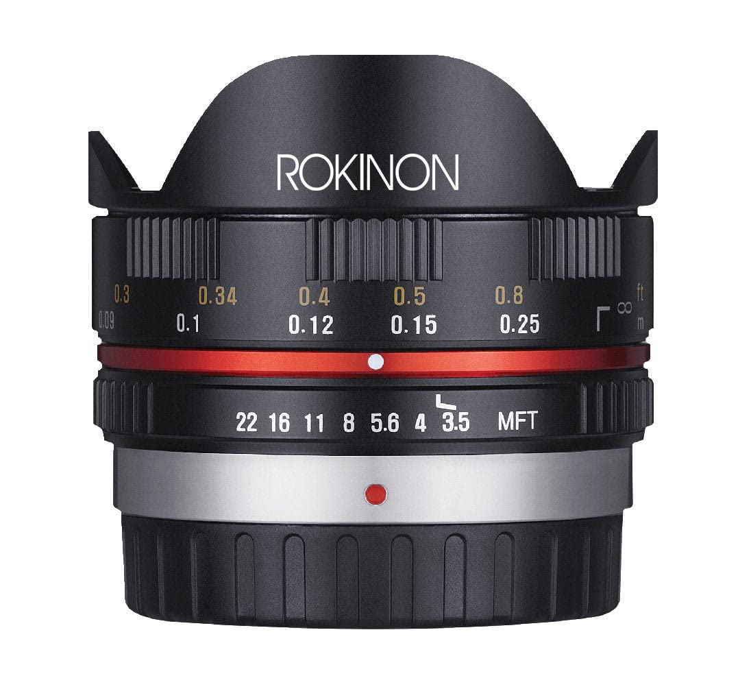 Rokinon FE75MFT-B - Lente Ojo de pez de 7,5 mm F3.5 UMC para Micro Cuatro Tercios (Olympus Pen y Panasonic), Color Negro