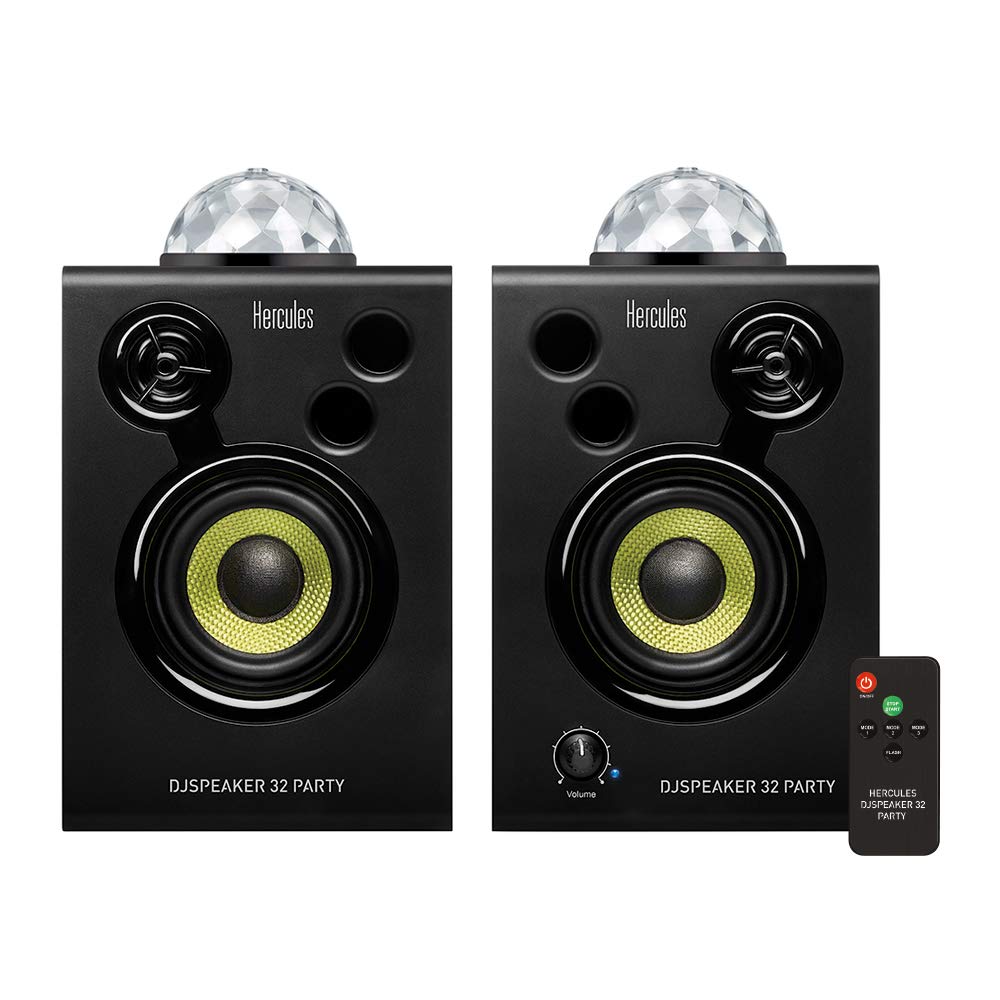 Hercules DJSpeaker 32 Party - Monitores de audio activos 2 x 15 watts RMS con bolas de luz integradas