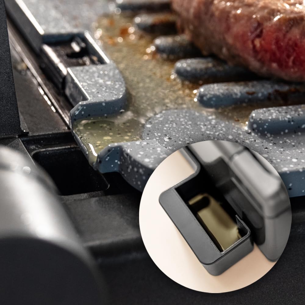 Cecotec Parrilla Eléctrica con Placas Desmontables Rockn'Grill Bistro. 2400W, Cocción sin Humo y Saludable, Control Táctil, Placas con Temperatura Independiente, Incluye Sonda de Temperatura