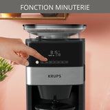 Krups Grind and Brew KM8328 cafetera de filtro con molinillo, 1.25 L, 10 - 15 tazas, cafetera automática, molinillo cónico, café en grano, café molido, panel de control digital LED