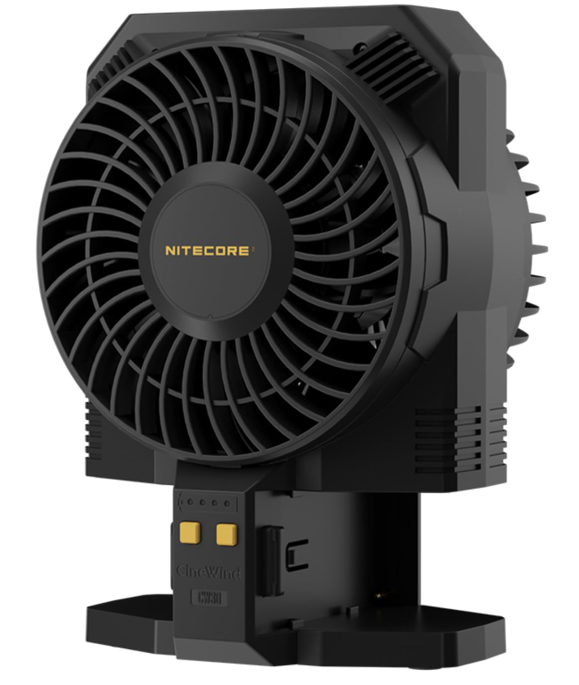 Nitecore CineWind CW30 - Ventilador de Pelo portátil para Estudio, Velocidad del Viento de 46 km/h, con 10 Niveles de Viento Ajustables, Alimentado por baterías NP-F, Interfaz de expansión versátil,