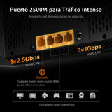 Tenda Router WiFi 7 BE5100 de Doble Banda, WiFi Mesh, 1 Puerto de 2,5 Gbps + 3 Puertos WAN/LAN Gigabit, 5 Antenas Verticales, Tecnología MLO, 4K-QAM, Gaming VR/AR, NFC, Compatible con VPN