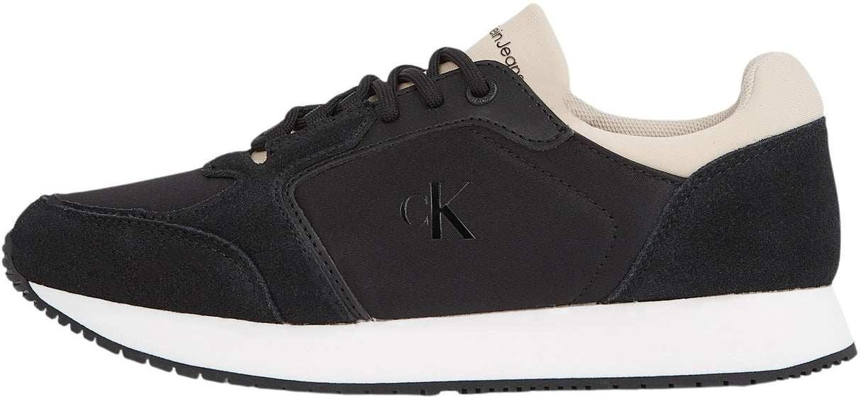 Calvin Klein Runner Sneaker Mujer Laceup Sock Calzado Deportivo, Multicolor (Black/Tapioca), 39