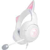 Razer Kraken Kitty V2 - Auriculares RGB con Cable y Kitty Ears para Juegos y Streaming (325 g, transductores Triforce de 40 mm, micrófono cardioide HyperClear, Sonido Envolvente) Blanco
