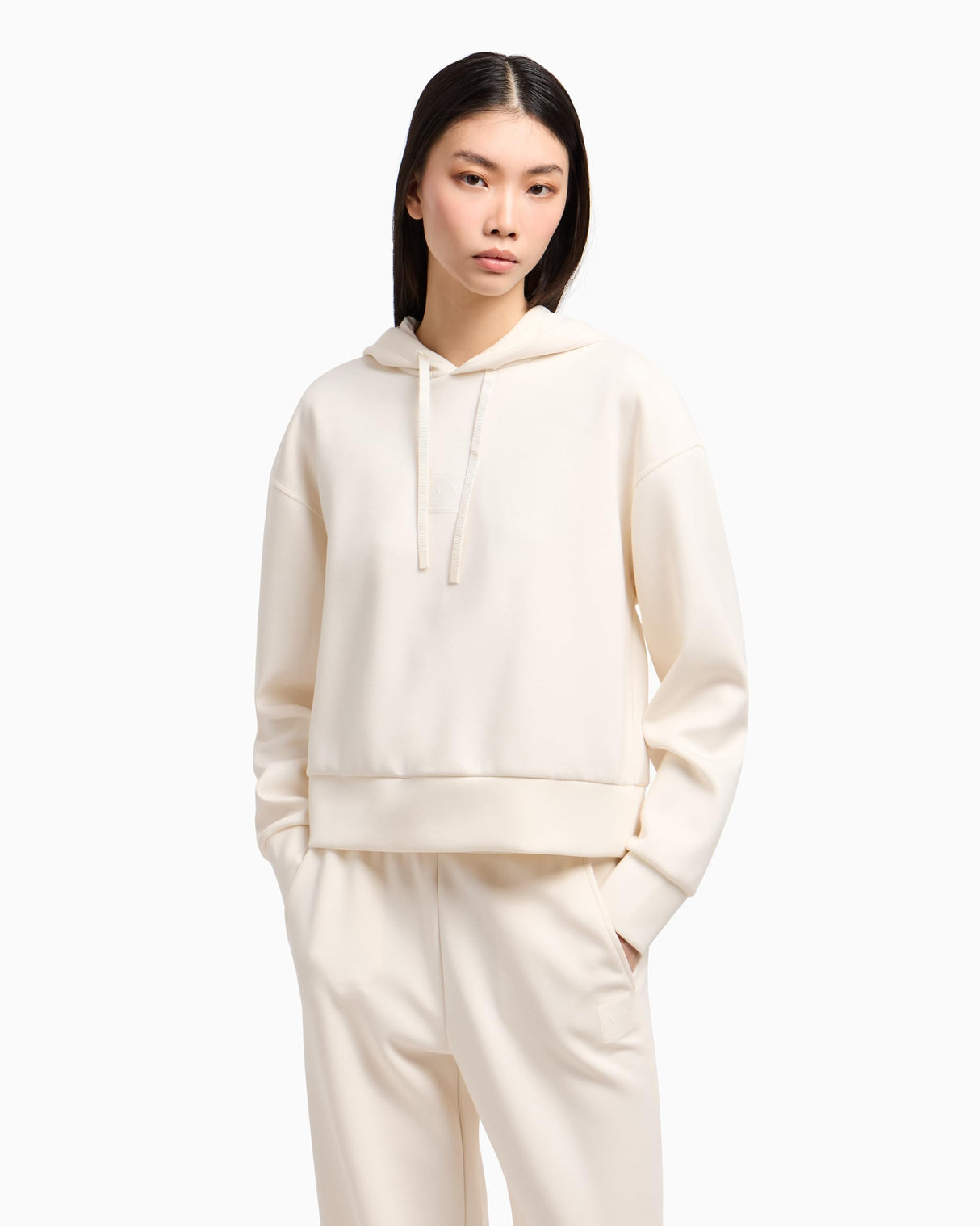 Armani Exchange Blue Edition, Sustainable, Patch Logo Sudadera con Capucha, ISO, S para Mujer