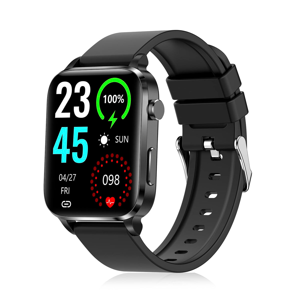 DAM Smartwatch F100 con Terapia de Salud con láser de Doble sonda. Monitor de O2, tensión y termómetro. Varios Modos Deportivos. 3,7x1,1x4,2 Cm. Color: Negro