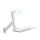 PureMounts Soporte para Monitor con Bandeja para Teclado, Soporte de Pared para Pantalla con Bandeja para Teclado, Ajustable en Altura, Giratorio, Inclinable, Estación de Trabajo de Pie, Blanco