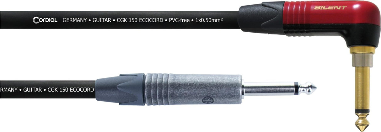 CORDIAL - Cable de guitarra 6m enchufe acodado retro silencioso - ECL ECOCORD-6PR-SIL