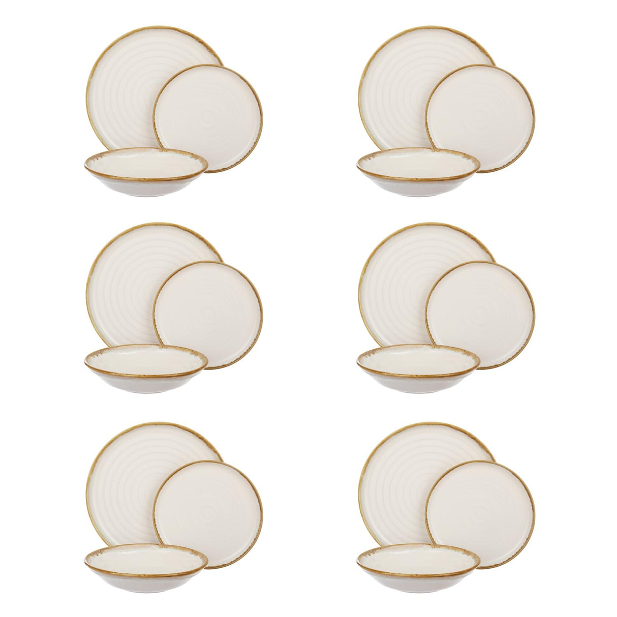 Olympus - Juego de 18 platos de terracota color crema dorado