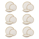 Olympus - Juego de 18 platos de terracota color crema dorado