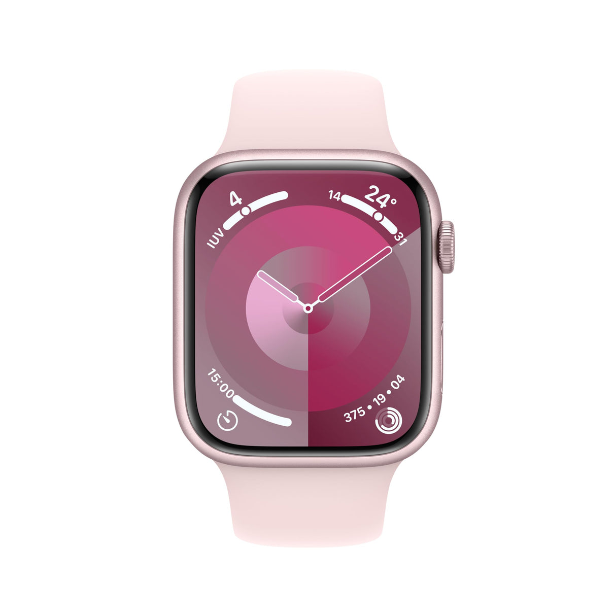 Apple Watch Series 9 [GPS + Cellular] Smartwatch con Caja de Aluminio en Rosa de 45 mm y Correa Deportiva Rosa Claro - Talla S/M. Monitor de entreno, App Oxígeno en Sangre, Resistencia al Agua