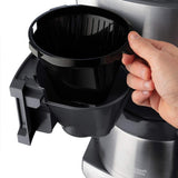 Russell Hobbs Cafetera de Goteo Grind & Brew - 10 Tazas, Jarra Térmica 1L, Molinillo para 250 g, 3 Niveles Molienda, Selector de Intensidad, Programable, Acero Inoxidable, Plata y Negro - 25620-56