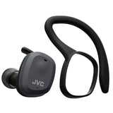 JVC Auriculares Bluetooth HA-ET45T True Wireless, Micrófono y Clip Desmontable. Máxima Adaptabilidad, Agarre y Resistencia. Batería 14h, Color Negro