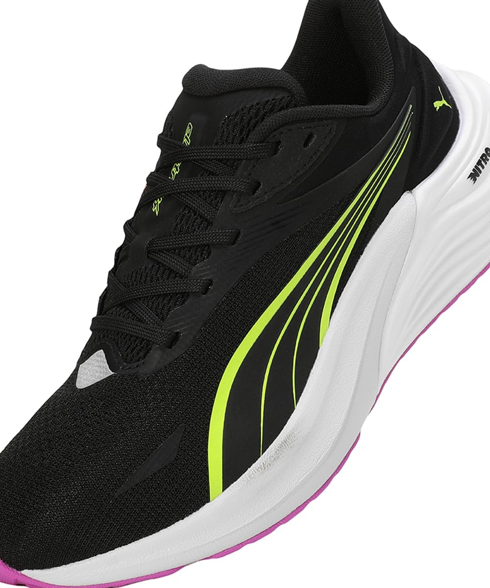PUMA Electrify Nitro 4 WN, Zapatillas para Correr de Carretera Mujer, Black-Yellow Alert, 37.5 EU