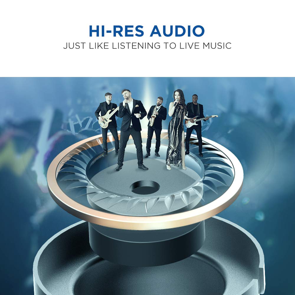 1MORE Triple-Driver HiFi Auriculares In-ear Hi-Res Audio con Cable Integrado de Control Remoto y Micrófono para iPhone y Android Teléfono móviles,E1001 Oro
