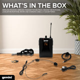 Gemini Sound Pro Audio GMU-HSL100 Plug and Sing Karaoke DJ, Bluetooth, Banda UHF, micrófono Lavalier con Conector inalámbrico de 1/4 Pulgadas, Adaptador transmisor para Altavoces