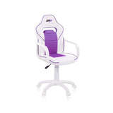 duehome | DRW, Silla Gamer, Silla de Oficina Gaming Estudio o Escritorio, Acabado en Símil Piel Blanco y Lila, Medidas: 46,5 cm (Ancho) x 46 cm (Largo) x 98-109,5 cm (Alto)