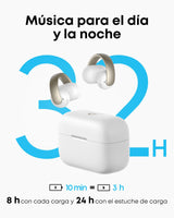 Soundcore AeroClip de Anker, Auriculares Open-Ear, Comodidad de adaptación, Llamadas nítidas con 4 micrófonos con IA, Ajuste Estable, Altavoces de 12 mm para un Sonido Claro, Forma de Anilla Abierta