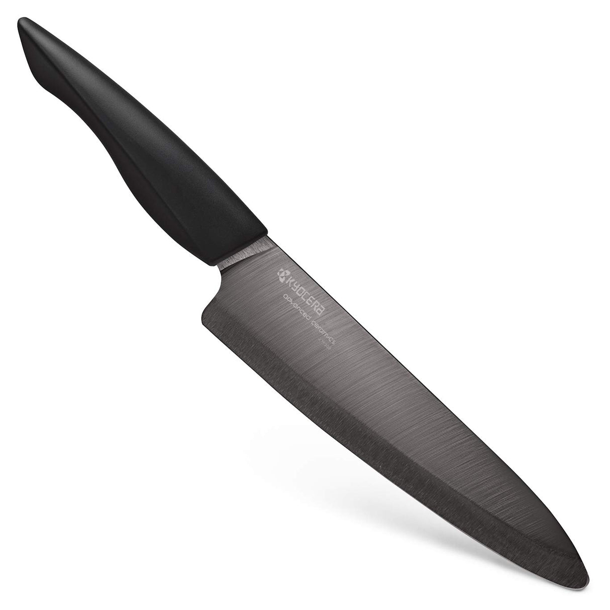 Kyocera, negro, ZK-180 BK EU, Cuchillo de chef, 18 cm, hoja de cerámica de circonia, afilada a mano, ligera, no corrosiva, sin transferencia de sabor, apta para lavavajillas, mango suave al tacto