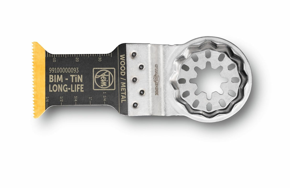 FEIN Hoja de Sierra E-Cut Long-Life bimetálica con una larga vida útil, hoja de Sierra para cortes profundos,10 Unid., Ancho 35 mm, Longitud 50 mm, Alojamiento Starlock, con revestimiento de titanio