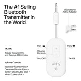 Twelve South AirFly Pro 2 Deluxe | Transmisor/Receptor inalámbrico con Audio compartido para hasta 2 AirPods/Auriculares inalámbricos - Avión, Gimnasio, Coche