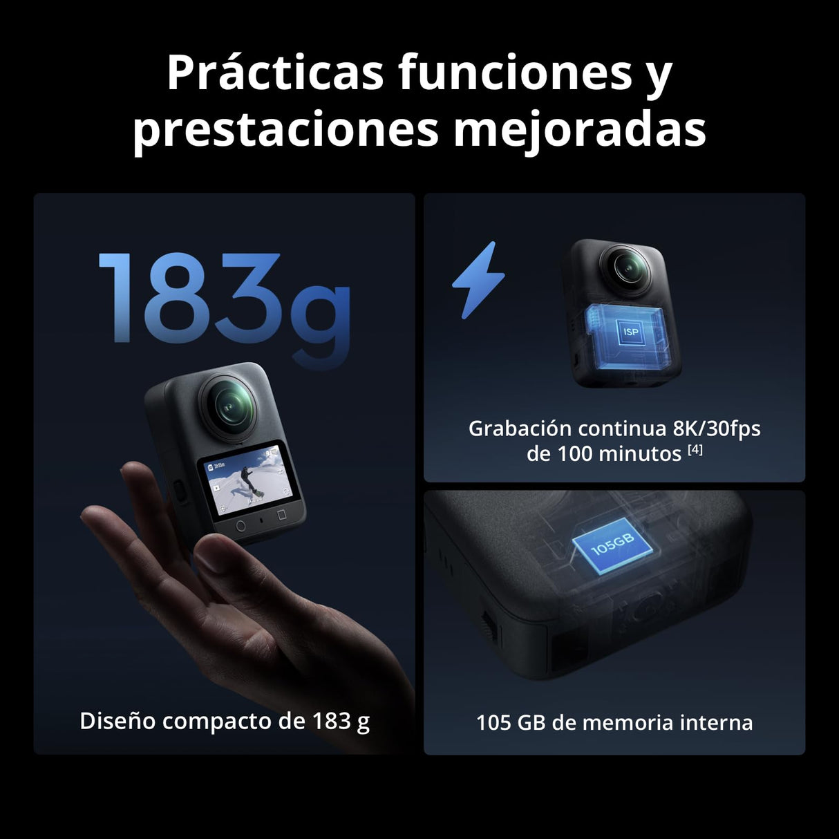 DJI Pack Estándar Osmo 360, cámara 360 con Imagen 360° de 1 Pulgada, Video 360° en 8K Nativo, Foto 360° de 120 MP, grabación 8K de 100 min, Sumergible, cámara de acción para Deportes, vlog