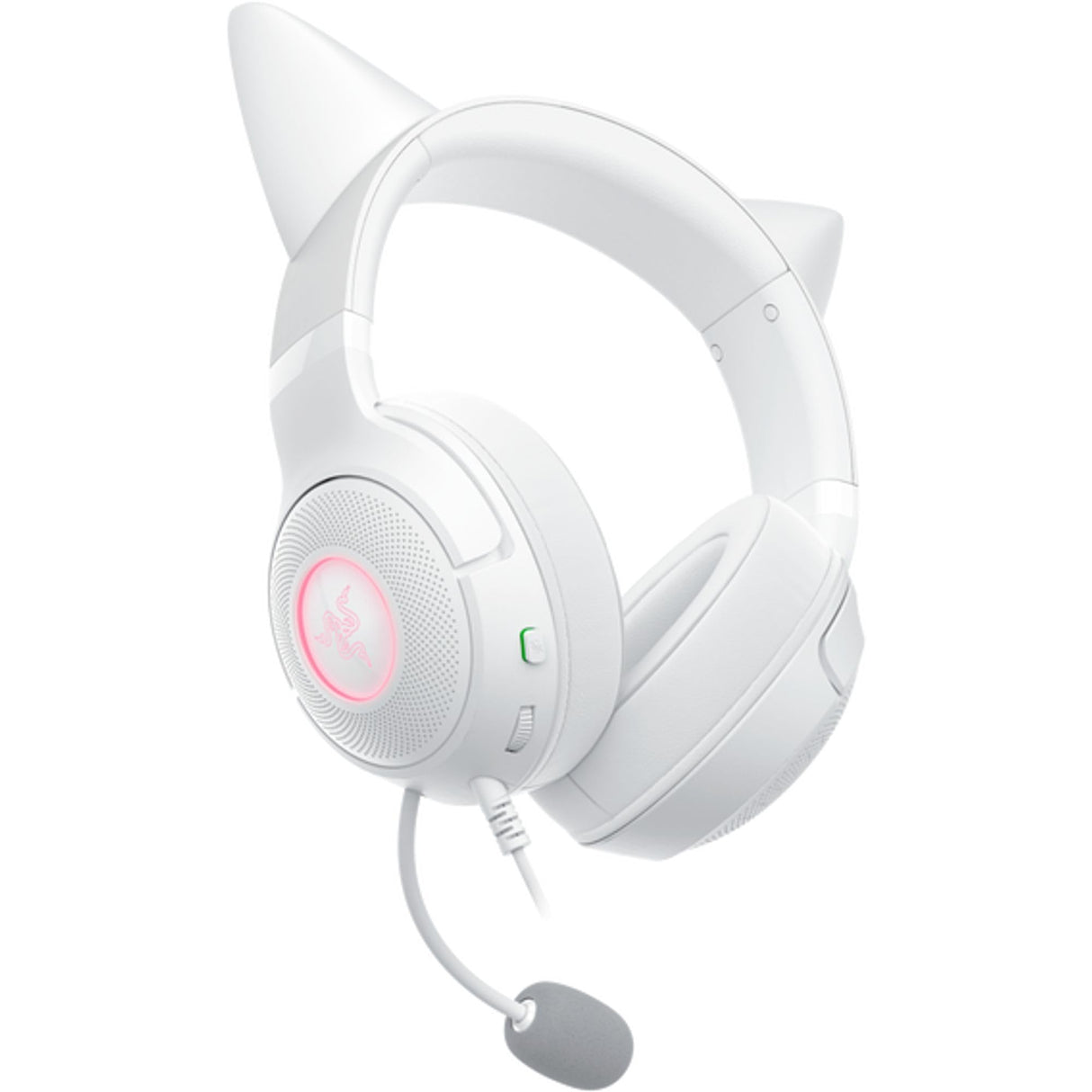 Razer Kraken Kitty V2 - Auriculares RGB con Cable y Kitty Ears para Juegos y Streaming (325 g, transductores Triforce de 40 mm, micrófono cardioide HyperClear, Sonido Envolvente) Blanco