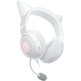 Razer Kraken Kitty V2 - Auriculares RGB con Cable y Kitty Ears para Juegos y Streaming (325 g, transductores Triforce de 40 mm, micrófono cardioide HyperClear, Sonido Envolvente) Blanco