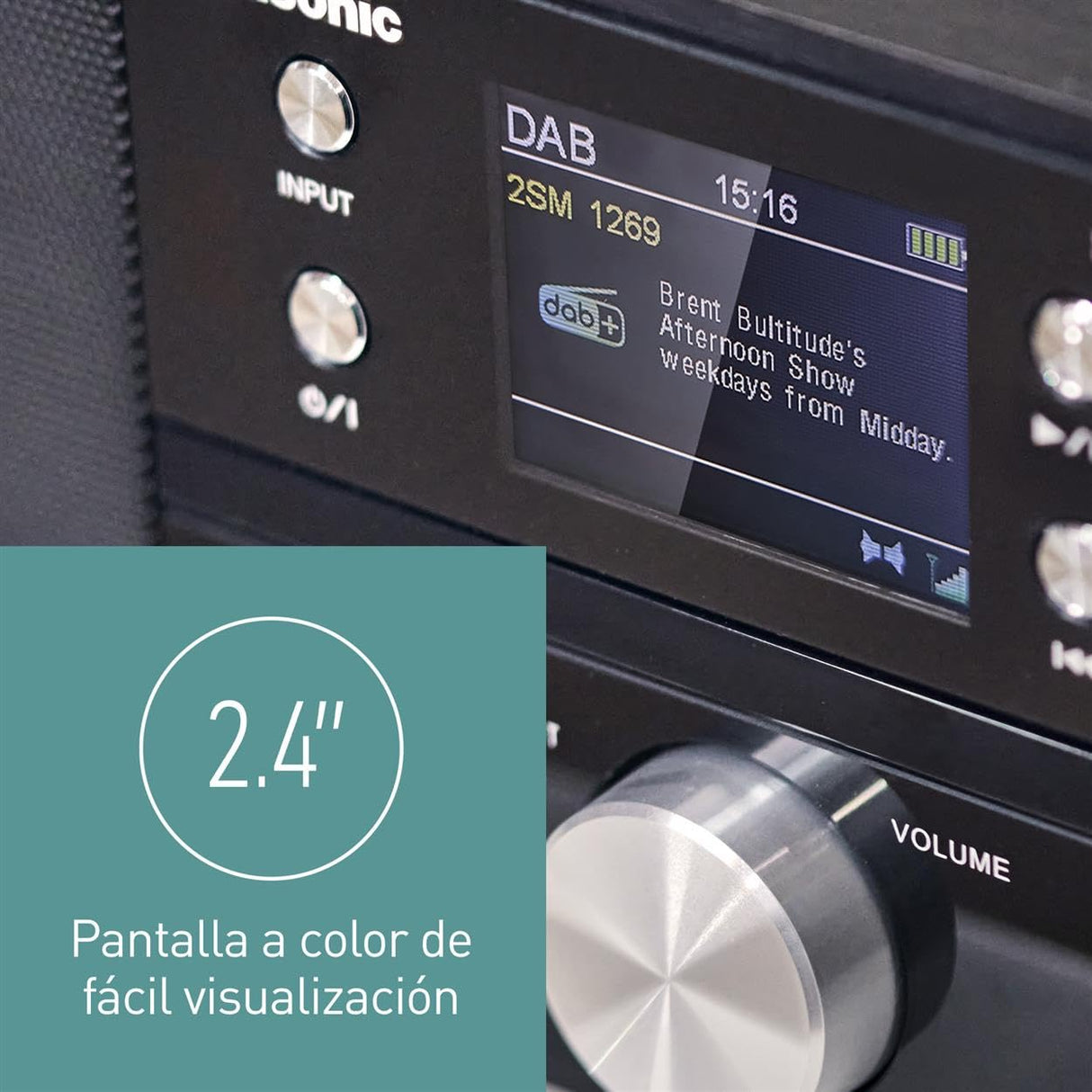 Panasonic SC-DM202EG-K Sistema Estéreo Micro Hi-Fi Compacto con CD, Radio Dab+/FM, USB y Bluetooth, Altavoces de 24 W, Control Remoto, Pantalla LCD TFT de 2,4", Ajustes de Ecualización, Negro.