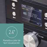 Panasonic SC-DM202EG-K Sistema Estéreo Micro Hi-Fi Compacto con CD, Radio Dab+/FM, USB y Bluetooth, Altavoces de 24 W, Control Remoto, Pantalla LCD TFT de 2,4", Ajustes de Ecualización, Negro.