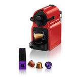 Krups Nespresso Inissia, Máquina de café espresso en cápsulas, Compacto automático, Presión 19 bar, Color Negro/Rojo, Tamaño único