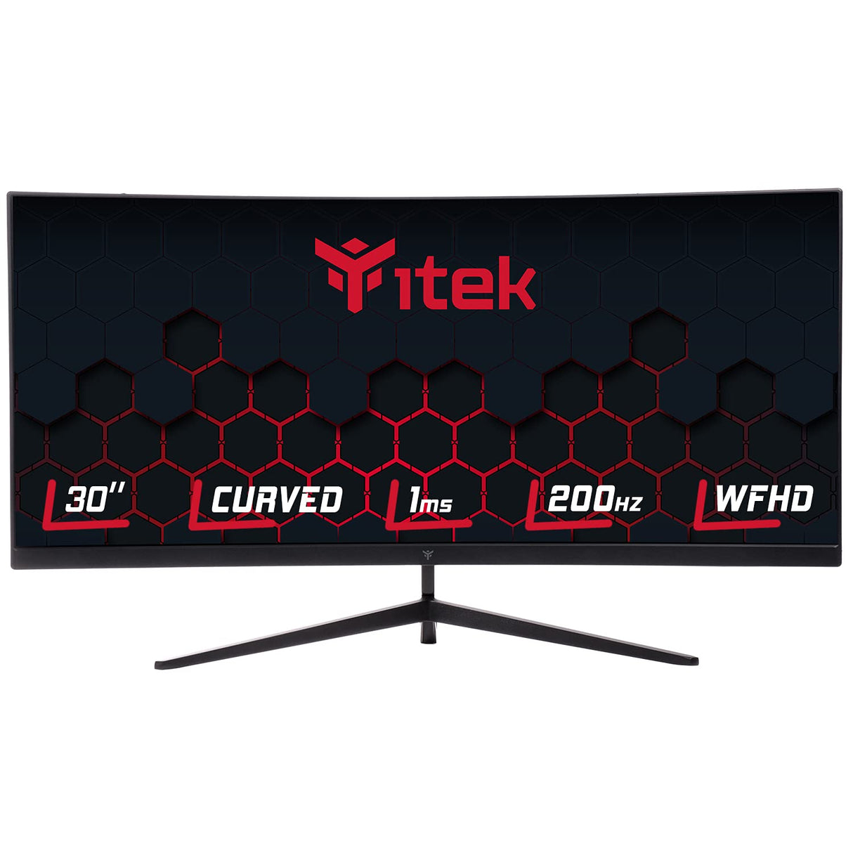 Itek Monitor GGC - 30" Curved R1800, WFHD 2560x1080 UltraWiide, VA, 200Hz, 21:9, 1ms MPRT, 3xHDMI, DP, Audio, HDR Ready, Adapt Sync, Negro