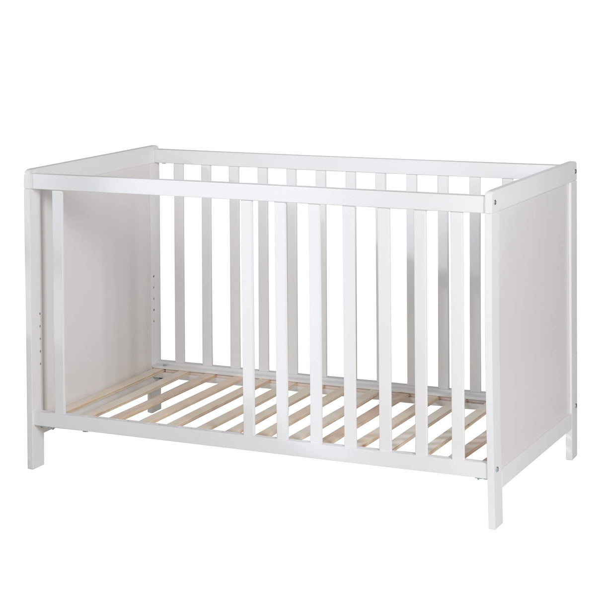 roba Cuna Colecho 60 x 120 cm, 2en1, Convertible en Cama de Bebé Independiente, Ajustable en Altura, 5 Barrotes Desmontables, Madera Blanca
