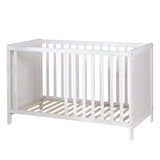 roba Cuna Colecho 60 x 120 cm, 2en1, Convertible en Cama de Bebé Independiente, Ajustable en Altura, 5 Barrotes Desmontables, Madera Blanca