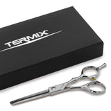 Termix CK23T Tijera Vaciado Profesional 5,5", 32 Dientes en V, Hojas Cóncavas, Aleación Acero Inoxidable, Mango Offset Ergonómico, Corte 25-30% de Volumen