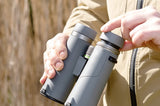 Bresser Prismáticos 10 x 42 Wave, Impermeables, con Cristal BAK-4, Tratamiento UR, oculares con Gafas, observación de la Naturaleza, Viajes y Senderismo, Gris
