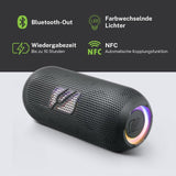 Muse M790BT. Altavoz portatil Bluetooth Resistente a Las Salpicaduras con Luces incorporadas. 60 W de Potencia. Manos Libres. Posibilidad de par Stereo. Concector de Carga USB-C. Batería de 2700 MAH