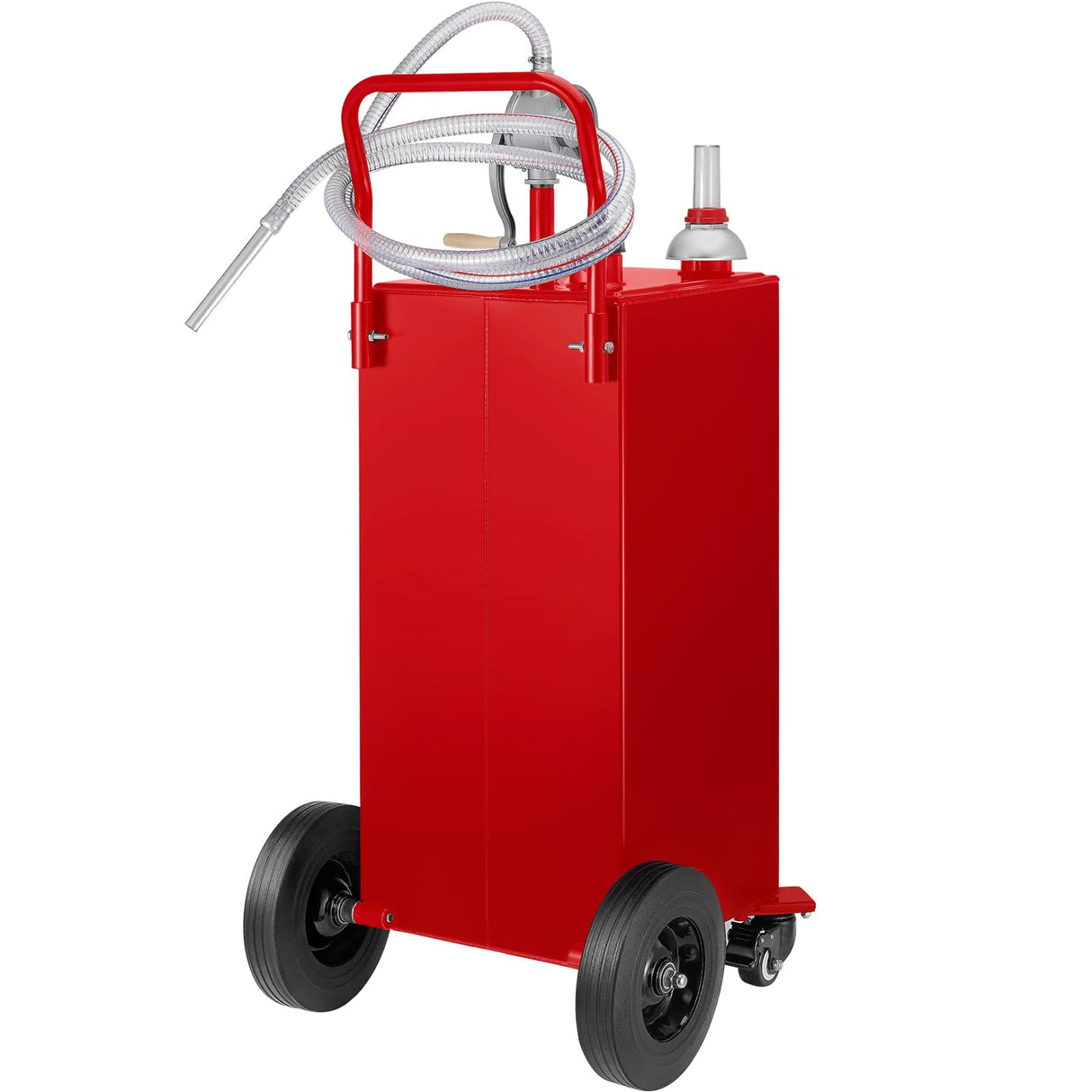 VEVOR Contenedor de combustible de 30 galones, tanque de almacenamiento de gas y 4 ruedas, con bomba de transferencia manual, contenedor de combustible diésel de gasolina para automóviles, cortadoras