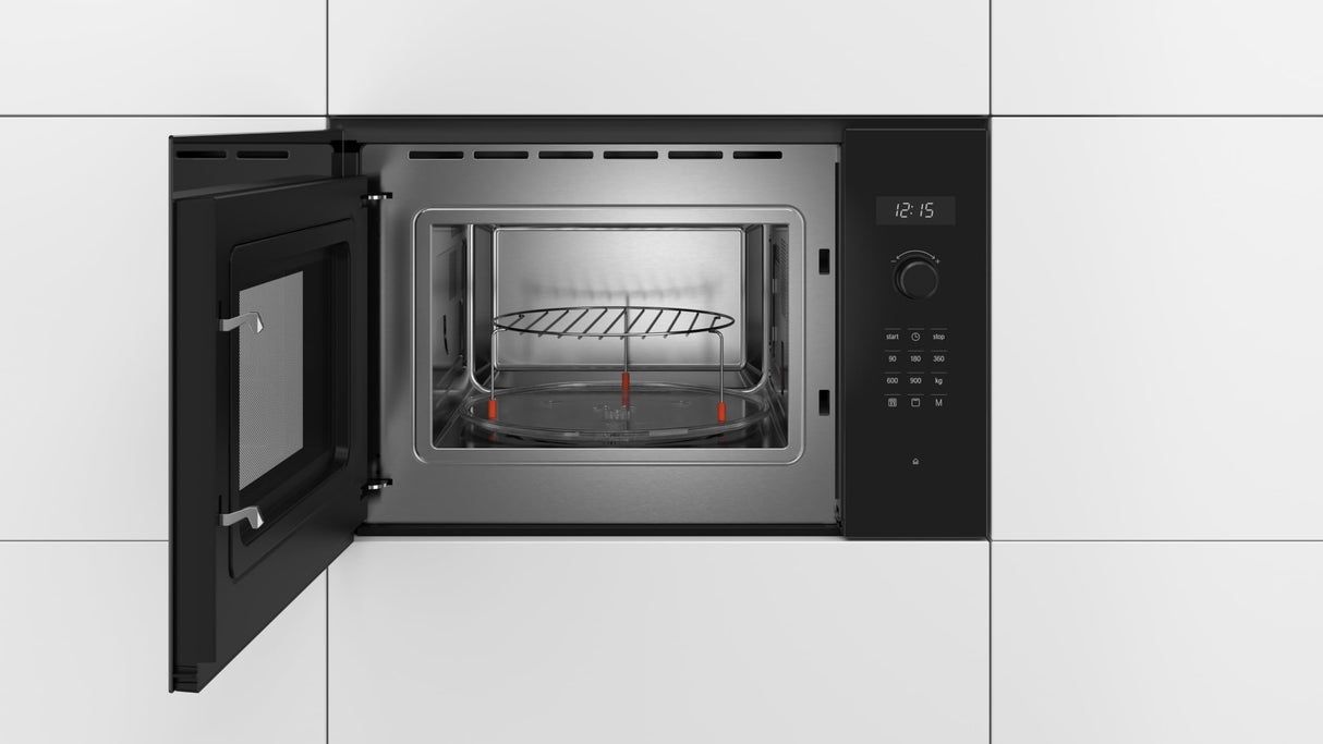 Bosch - Microondas Integrable, 60 cm, 8 programas automáticos, 25 litros, Grill, Negro, BEL554MB0