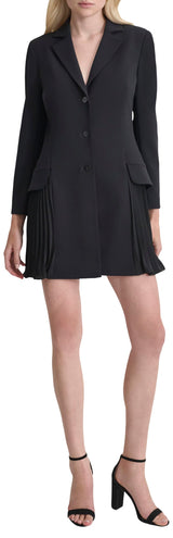 DKNY L/S Pleated Shirts Dress Vestido, Negro, 40 Mujeres