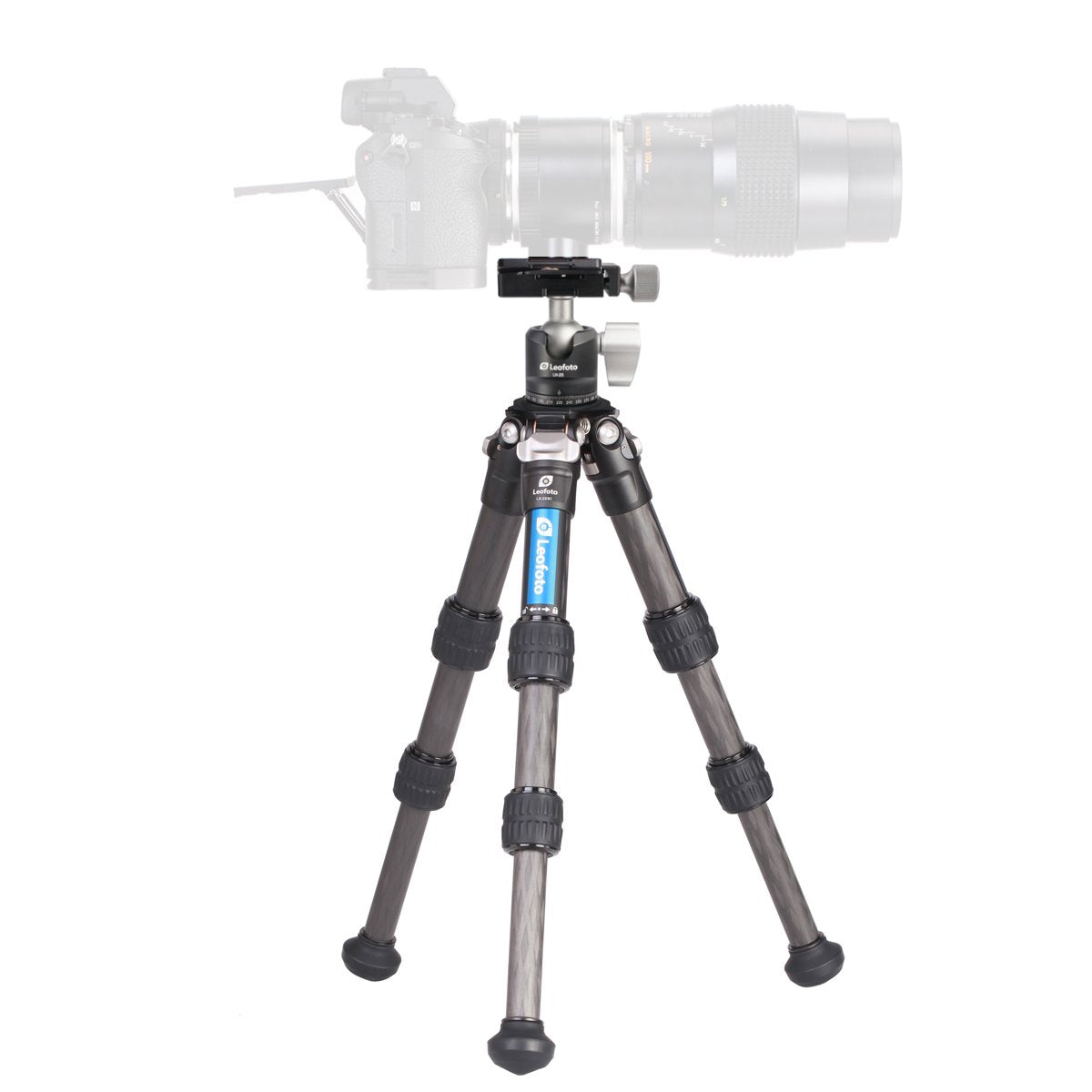 Leofoto - Ranger - Trípode de Carbono con rótula - Patas Ajustables en 3 ángulos - Ideal para fotografía Macro - LS-223C+LH-25 Negro