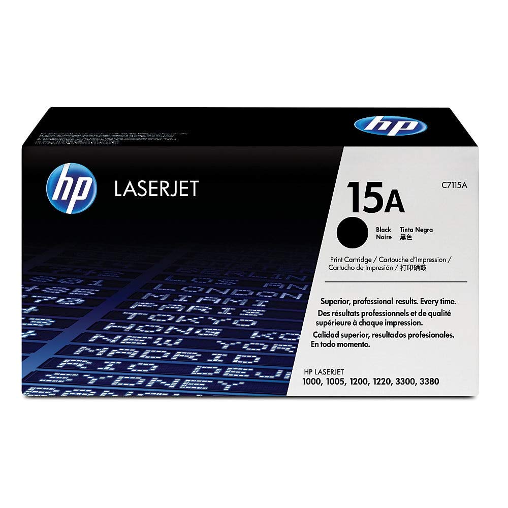 HP 15A C7115A, Negro, Cartucho Tóner Original, de 2.500 páginas, para impresoras HP LaserJet 1000W, 1200, 1200N, 3330 MFP, 3300, 1220, 1005W, 3320 y 3380