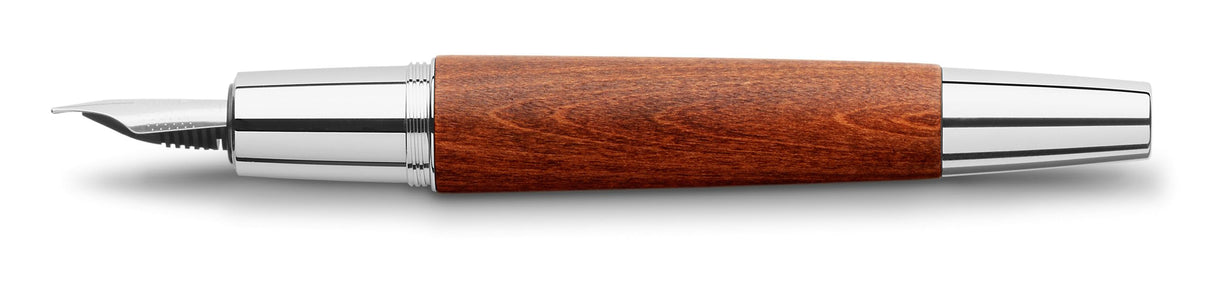 Faber-Castell 148201 - Pluma estilográfica e-motion, con cuerpo en madera de peral, color marrón coñac, plumín de acero inoxidable, trazo F