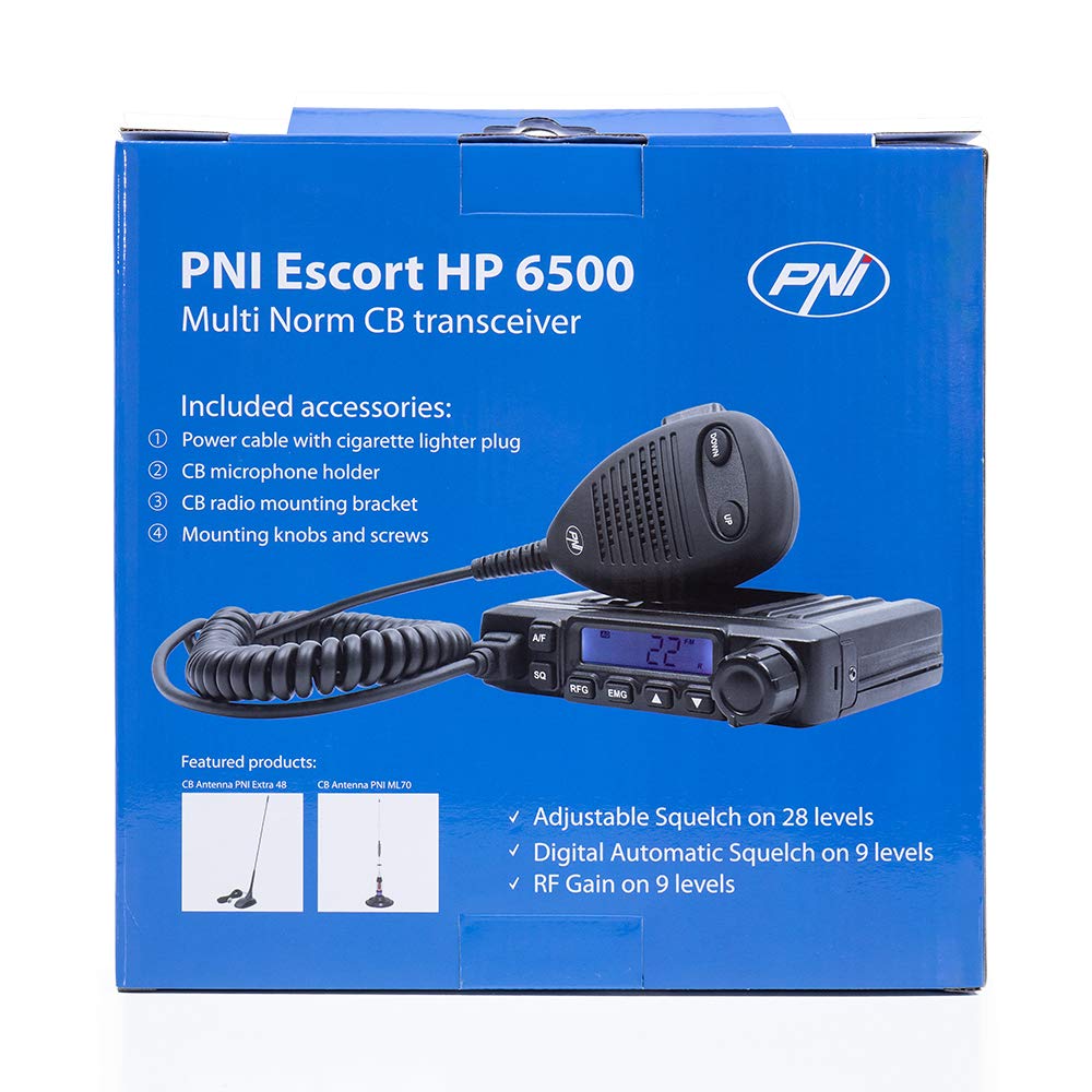 PNI Radio CB Escort HP 6500 ASQ con Antena CB ML160 con Base magnética