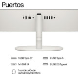 HP All-in-One 22-dg0038ns - Ordenador de 21.5" (Intel N100, 8GB RAM, 256GB SSD, Intel UHD Graphics, FreeDos) - White - Teclado QWERTY Español