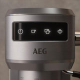 AEG Cafetera Espresso Compacta EC6-1-6ST, 15 Bares, Café Molido y Monodosis, Pantalla Táctil, Espumador de Leche, Depósito 1L, Apagado Automático, Inox
