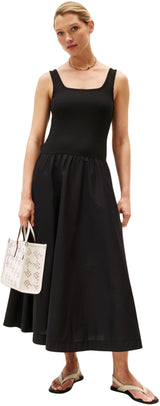 Tommy Hilfiger Vestido Mujer Rib Midi Mix Fit & Flare, Negro (Black), 3XL